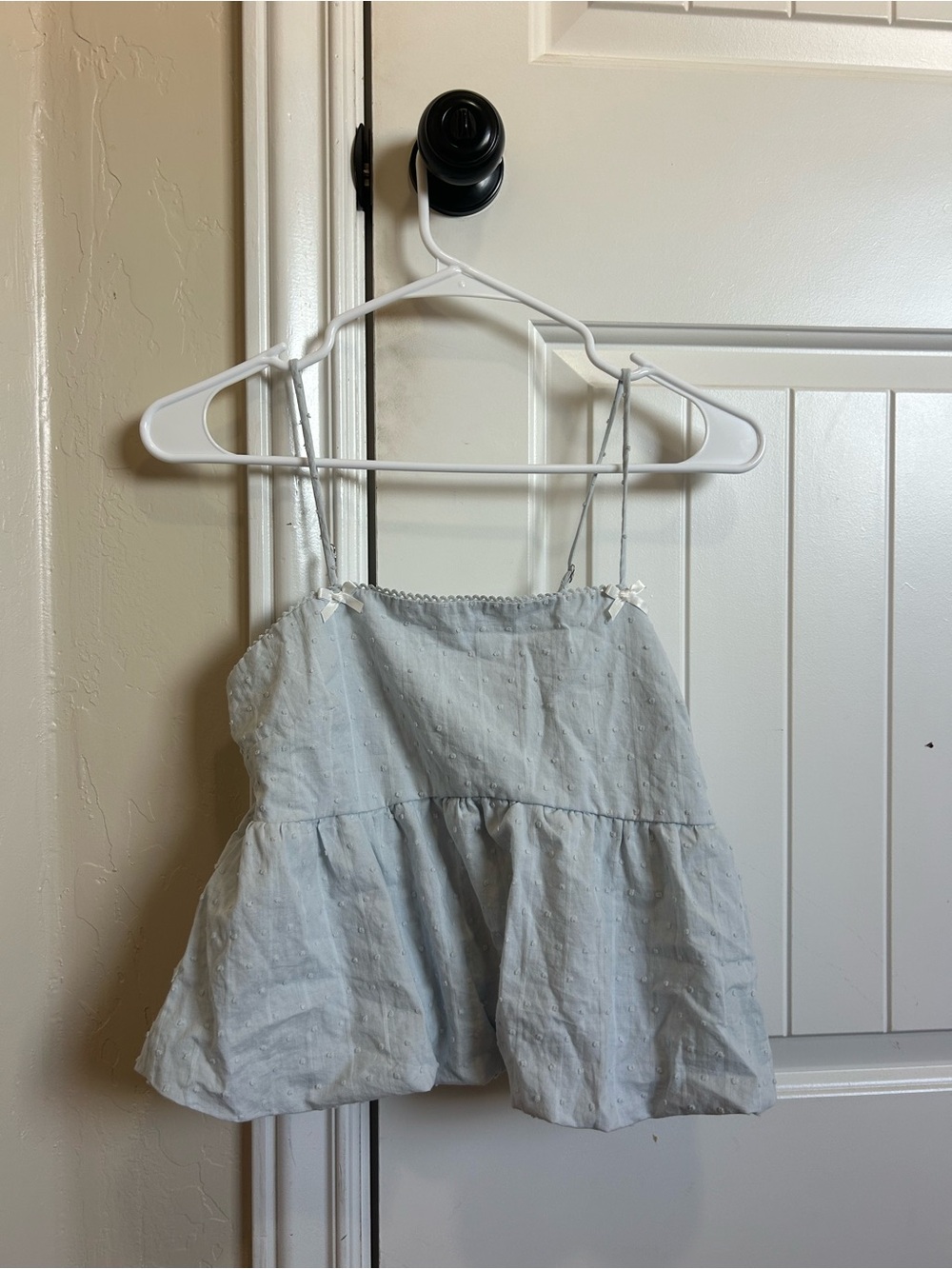 Light Blue Eyelet Peplum Cami Top